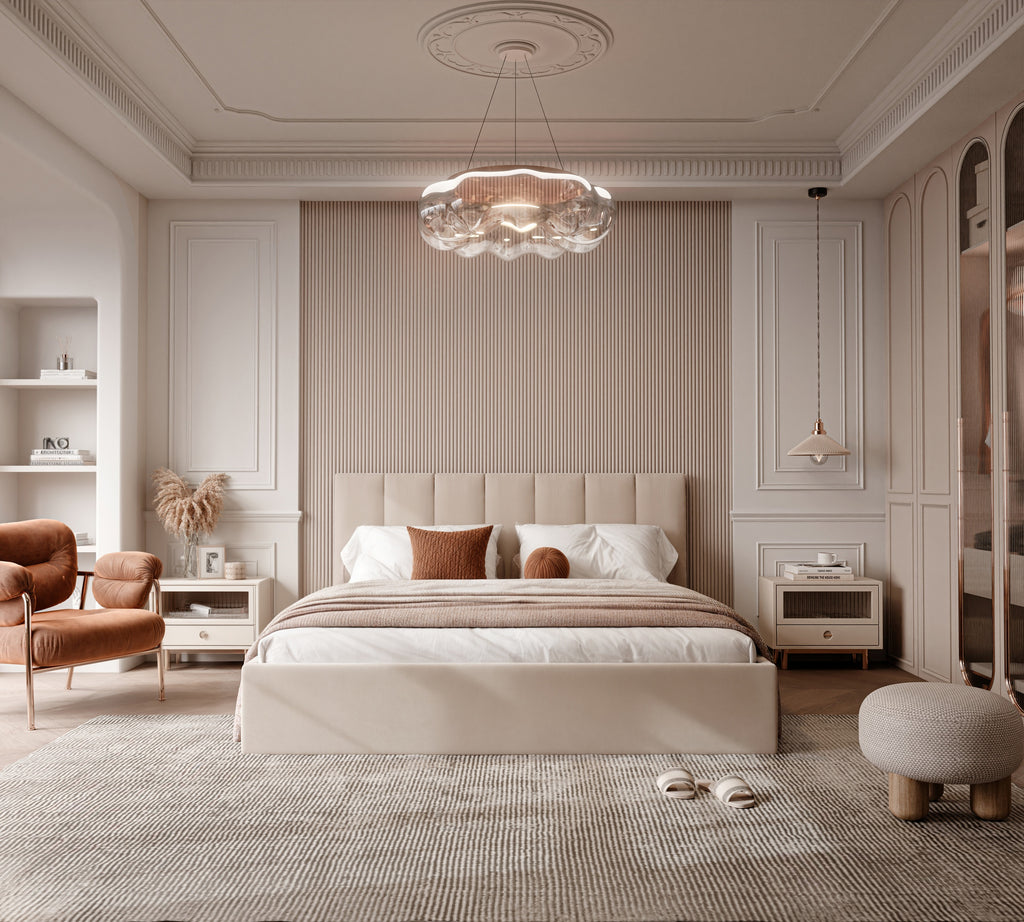 Polsterbett Arlina mit Bettkasten, Samtbezug