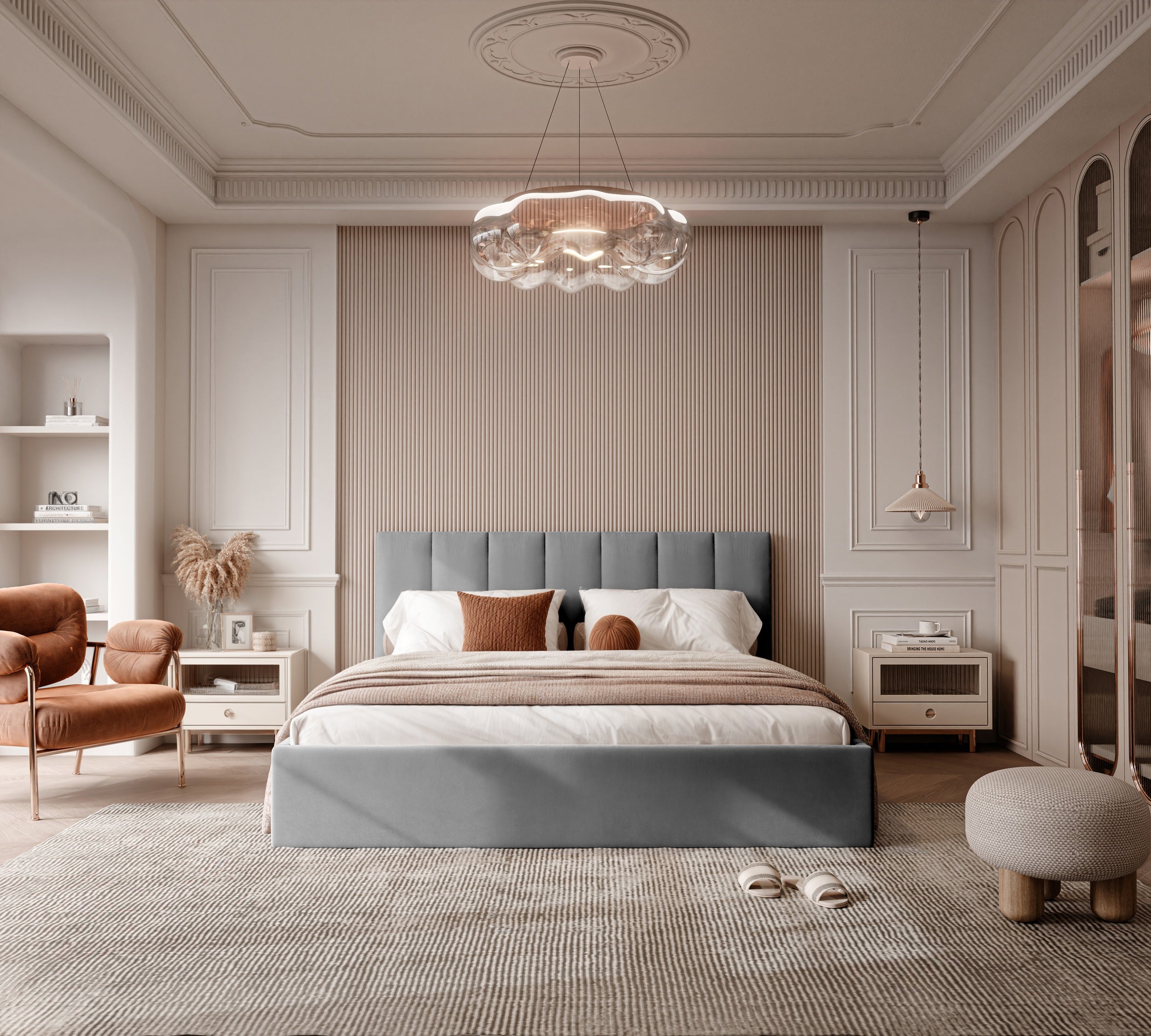 Polsterbett Arlina mit Bettkasten, Samtbezug