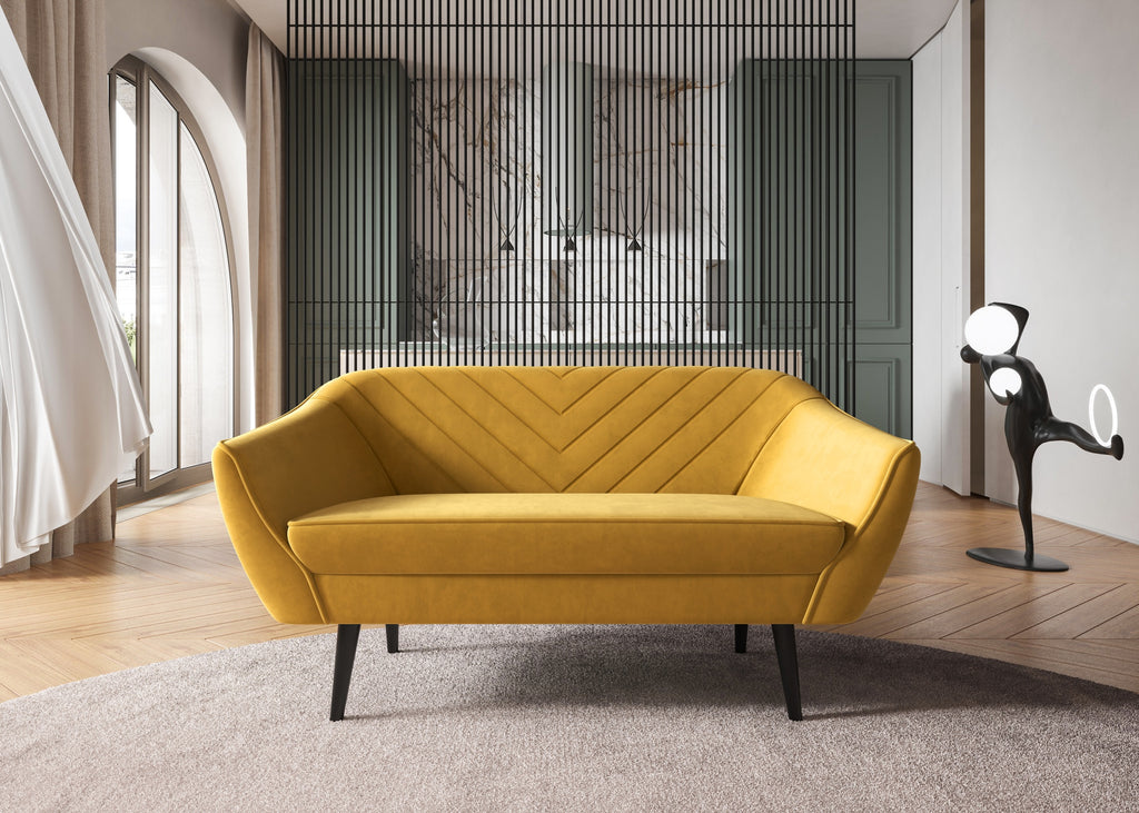 Zweisitzer-Sofa Avenia – auf hohen Holzbeinen, Bezug aus Riviera-Samt