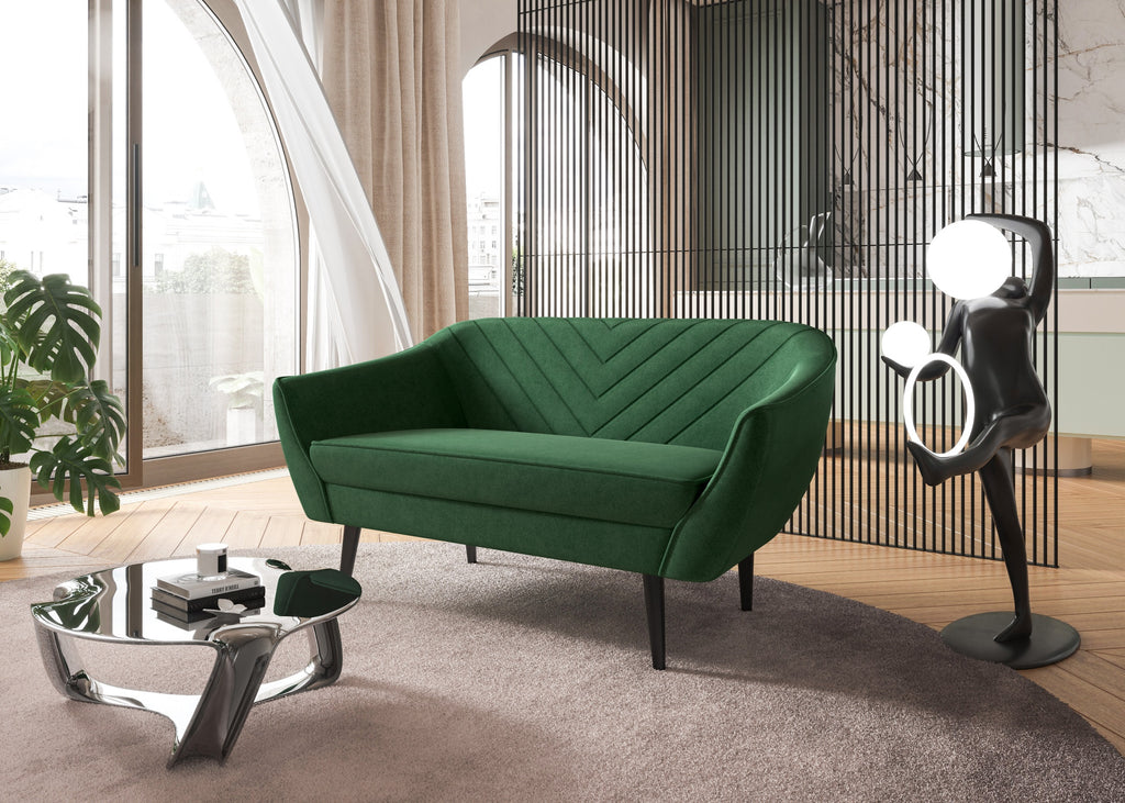 Zweisitzer-Sofa Avenia – auf hohen Holzbeinen, Bezug aus Riviera-Samt