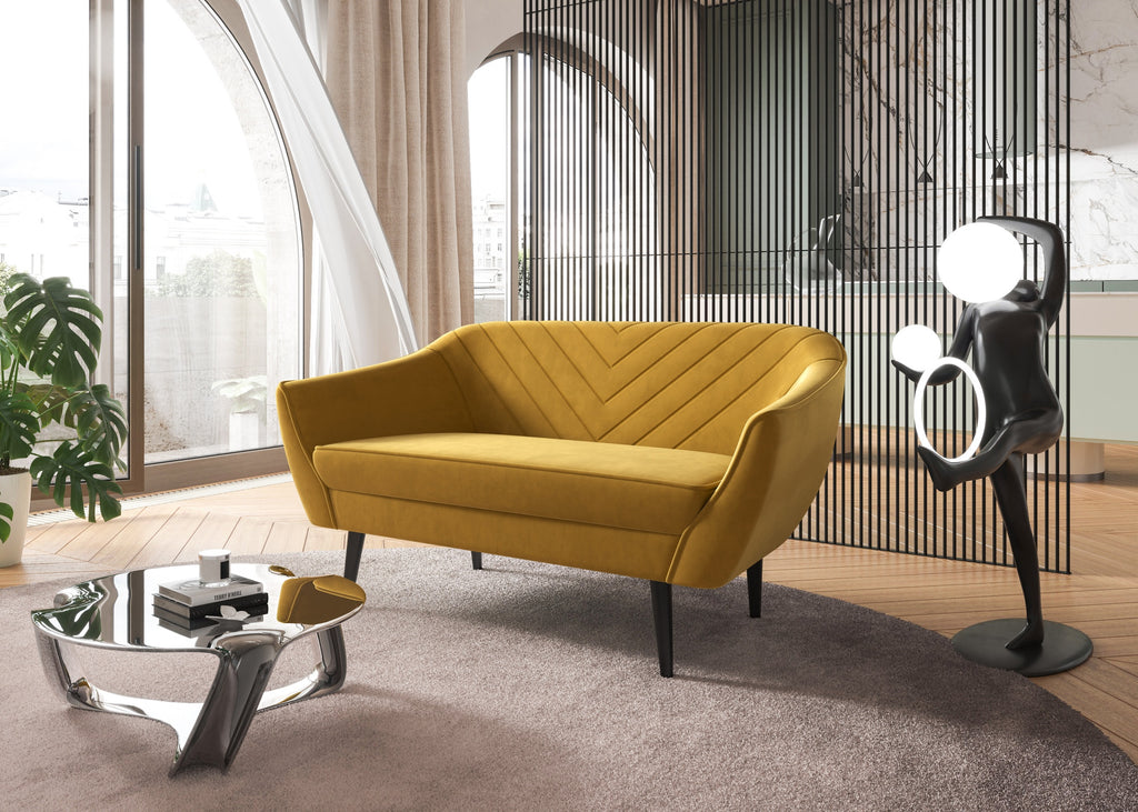 Zweisitzer-Sofa Avenia – auf hohen Holzbeinen, Bezug aus Riviera-Samt