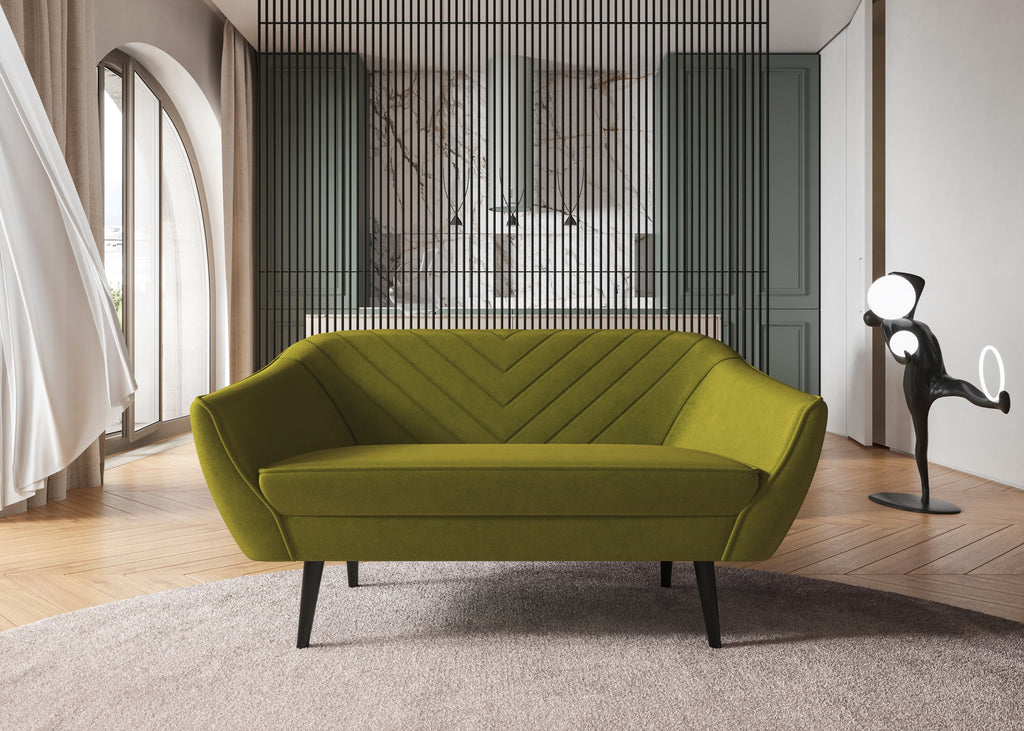 Zweisitzer-Sofa Avenia – auf hohen Holzbeinen, Bezug aus Riviera-Samt