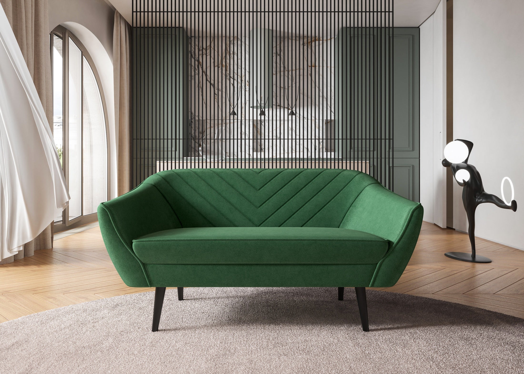 Zweisitzer-Sofa Avenia – auf hohen Holzbeinen, Bezug aus Riviera-Samt