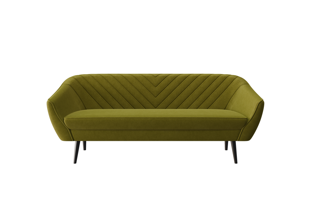 Avenia Dreisitzer-Sofa – auf hohen Holzbeinen, Bezug aus Riviera-Samt