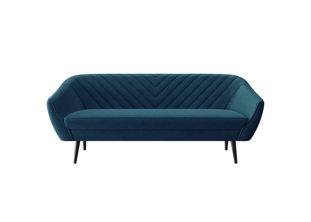 Avenia Dreisitzer-Sofa – auf hohen Holzbeinen, Bezug aus Riviera-Samt