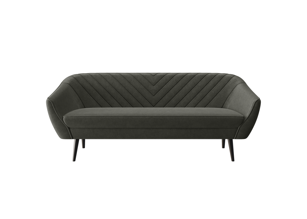 Avenia Dreisitzer-Sofa – auf hohen Holzbeinen, Bezug aus Riviera-Samt