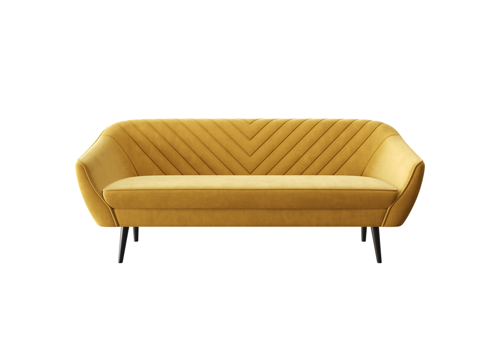 Avenia Dreisitzer-Sofa – auf hohen Holzbeinen, Bezug aus Riviera-Samt