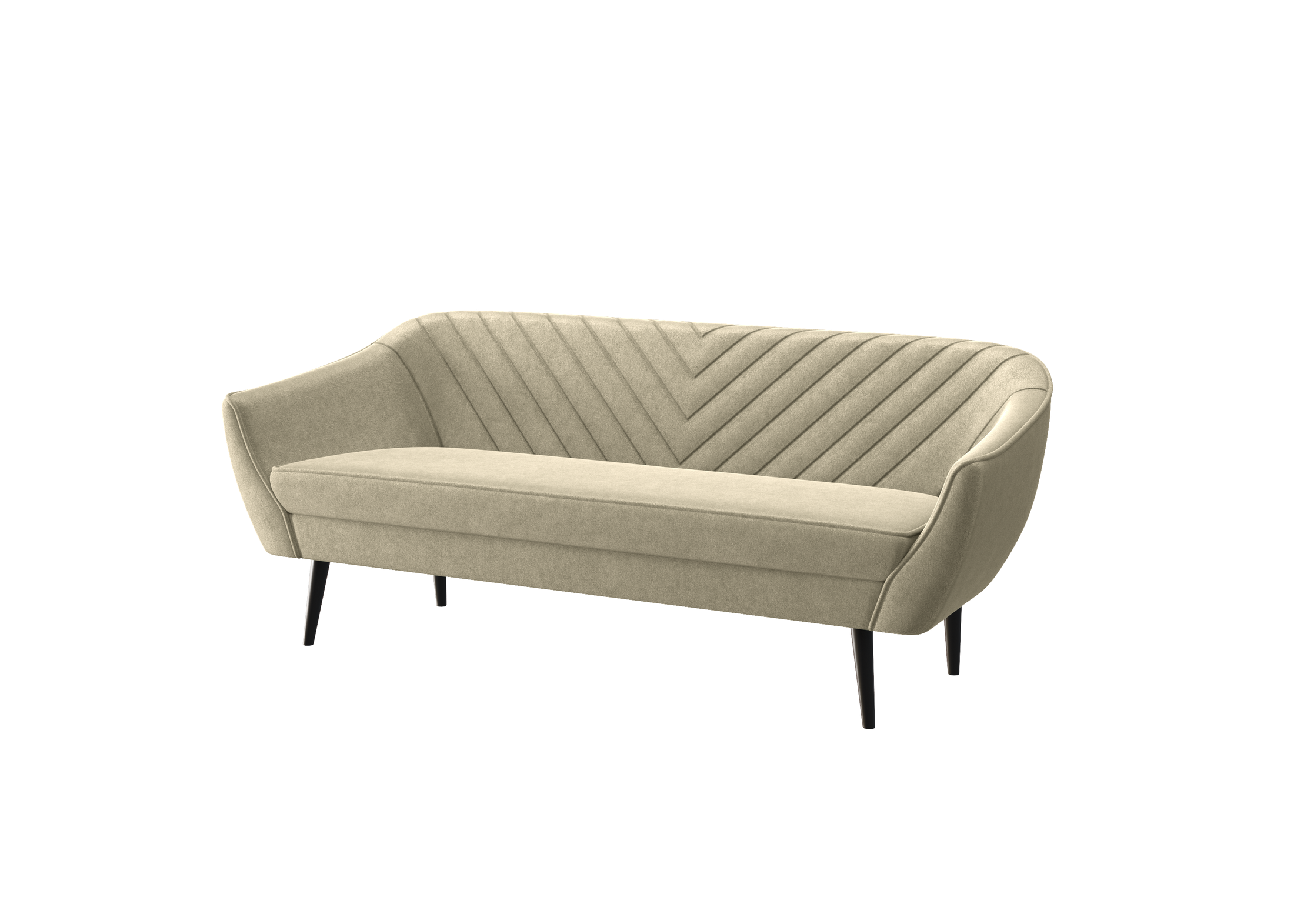 Avenia Dreisitzer-Sofa – auf hohen Holzbeinen, Bezug aus Riviera-Samt