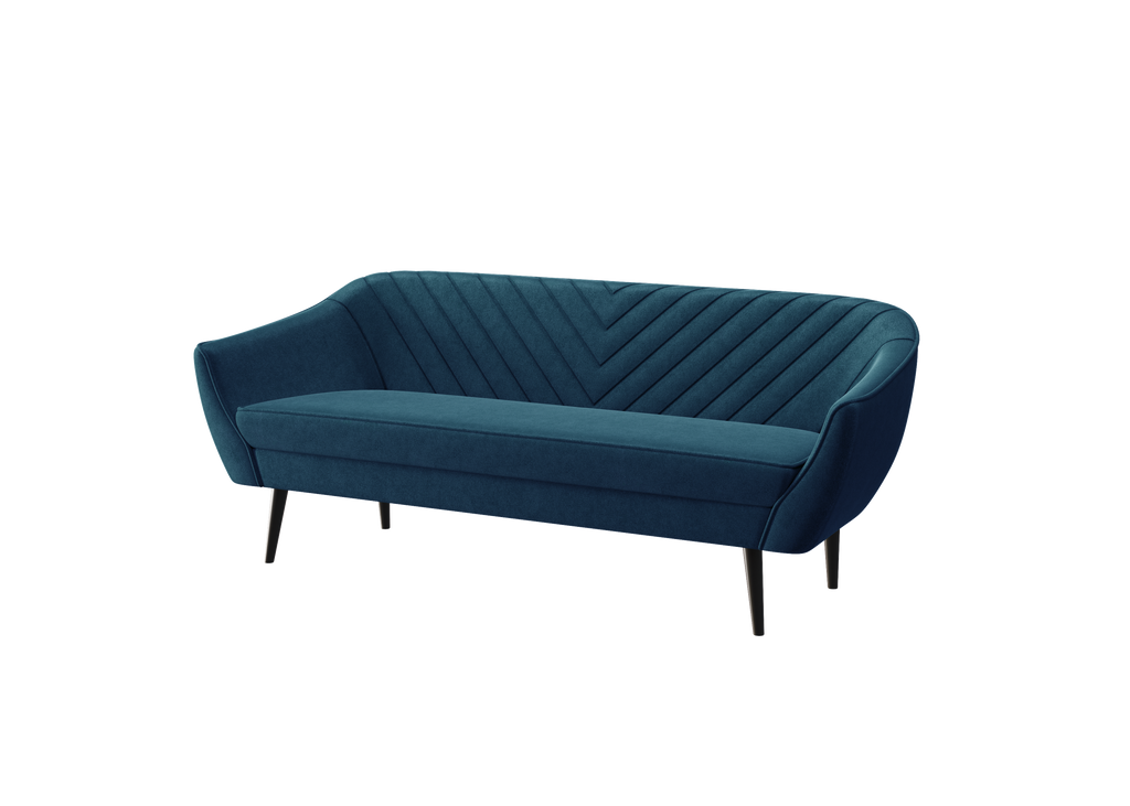 Avenia Dreisitzer-Sofa – auf hohen Holzbeinen, Bezug aus Riviera-Samt