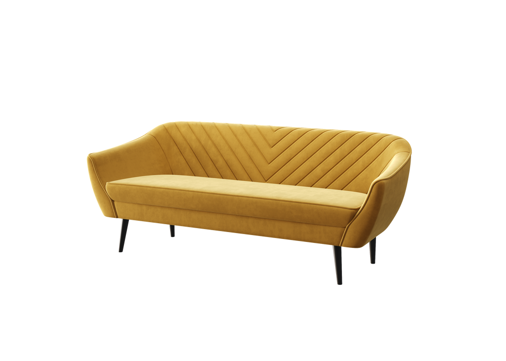 Avenia Dreisitzer-Sofa – auf hohen Holzbeinen, Bezug aus Riviera-Samt