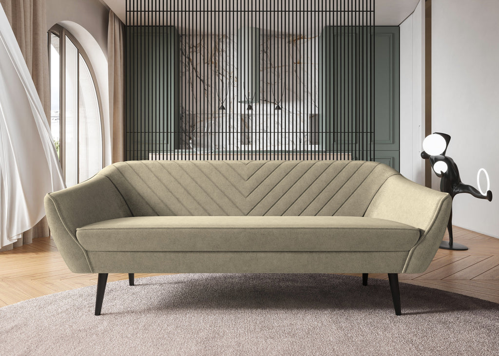 Avenia Dreisitzer-Sofa – auf hohen Holzbeinen, Bezug aus Riviera-Samt