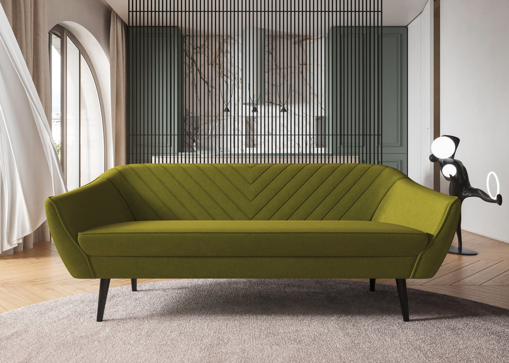 Avenia Dreisitzer-Sofa – auf hohen Holzbeinen, Bezug aus Riviera-Samt