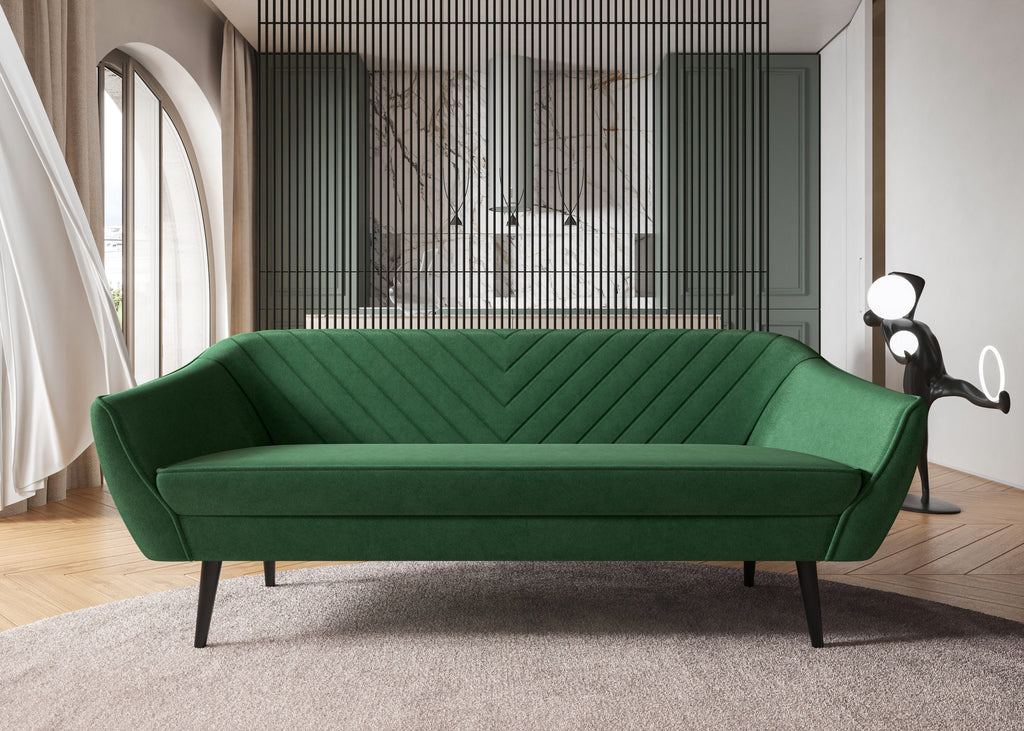 Avenia Dreisitzer-Sofa – auf hohen Holzbeinen, Bezug aus Riviera-Samt