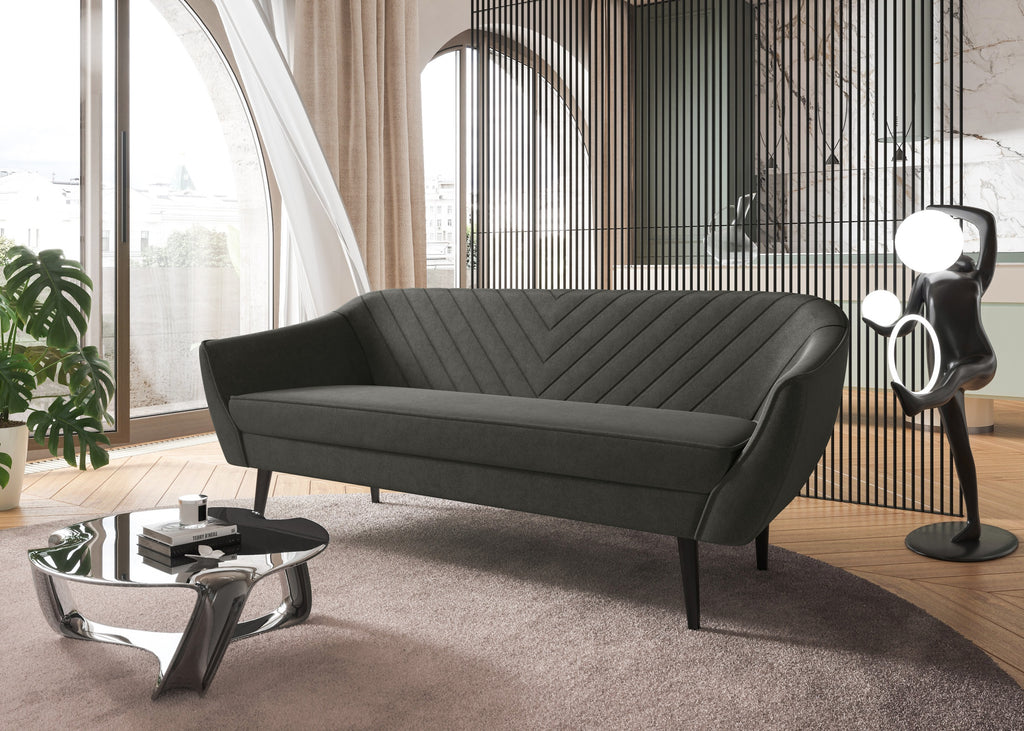 Avenia Dreisitzer-Sofa – auf hohen Holzbeinen, Bezug aus Riviera-Samt