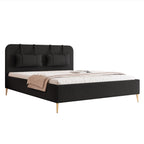 Modernes, gepolstertes Belano-Bett mit Kopfkissen und goldenen Beinen