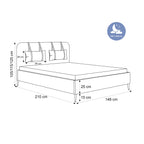 Modernes, gepolstertes Belano-Bett mit Kopfkissen und goldenen Beinen