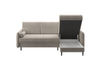 Ecksofa Bolivio L-Form - mit Schlaffunktion und Bettkasten, Bezug aus Bouclé-Stoff.