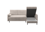 Ecksofa Bolivio L-Form - mit Schlaffunktion und Bettkasten, Bezug aus Bouclé-Stoff.