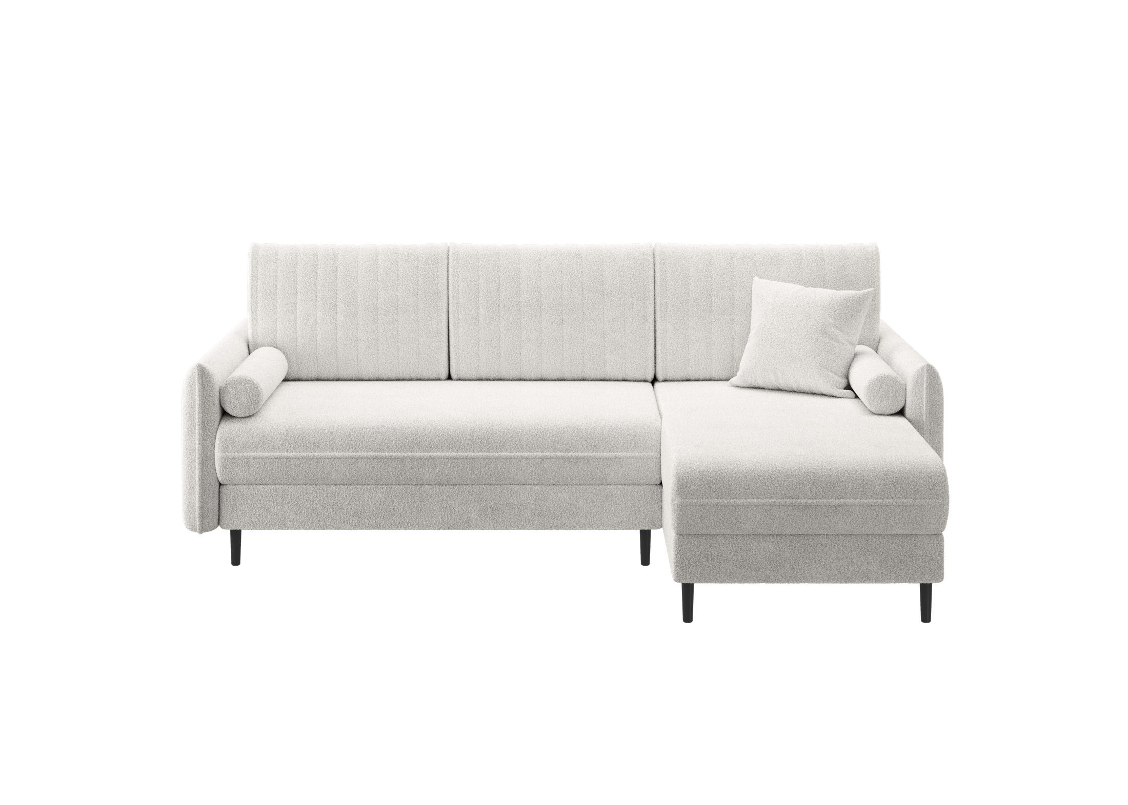 Narożnik Bolivio L kształtny - z funkcją spania pojemnikiem na pościel w tkaninie boucle