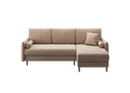 Ecksofa Bolivio L-Form - mit Schlaffunktion und Bettkasten, Bezug aus Bouclé-Stoff.