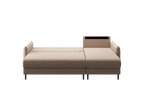 Ecksofa Bolivio L-Form - mit Schlaffunktion und Bettkasten, Bezug aus Bouclé-Stoff.