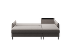 Ecksofa Bolivio L-Form - mit Schlaffunktion und Bettkasten, Bezug aus Veloursstoff.