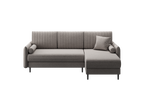 Ecksofa Bolivio L-Form - mit Schlaffunktion und Bettkasten, Bezug aus Veloursstoff.
