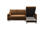 Ecksofa Bolivio L-Form - mit Schlaffunktion und Bettkasten, Bezug aus Veloursstoff.