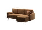 Ecksofa Bolivio L-Form - mit Schlaffunktion und Bettkasten, Bezug aus Veloursstoff.