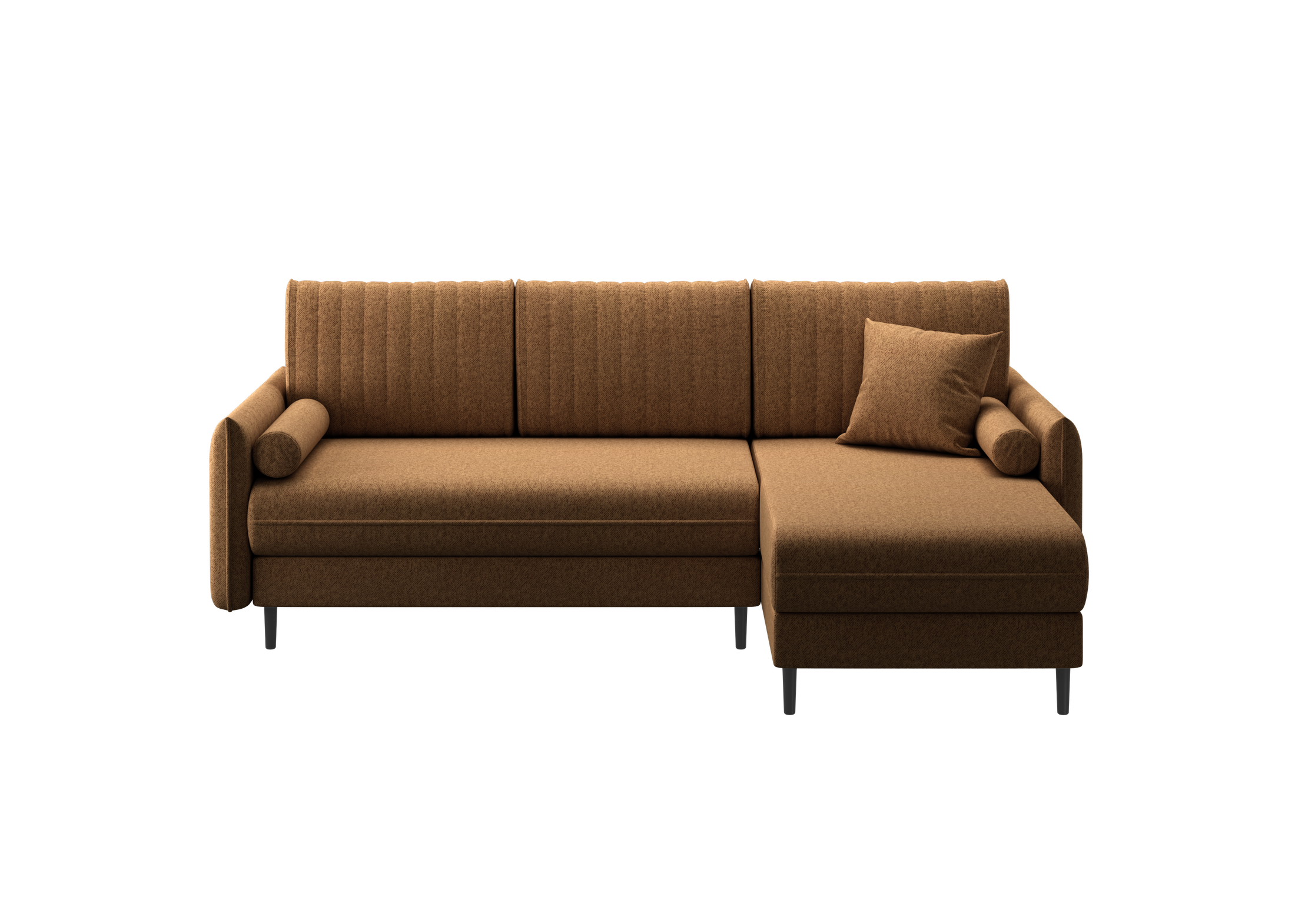Ecksofa Bolivio L-Form - mit Schlaffunktion und Bettkasten, Bezug aus Veloursstoff.