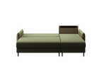 Ecksofa Bolivio L-Form - mit Schlaffunktion und Bettkasten, Bezug aus Veloursstoff.