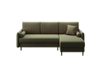 Ecksofa Bolivio L-Form - mit Schlaffunktion und Bettkasten, Bezug aus Veloursstoff.