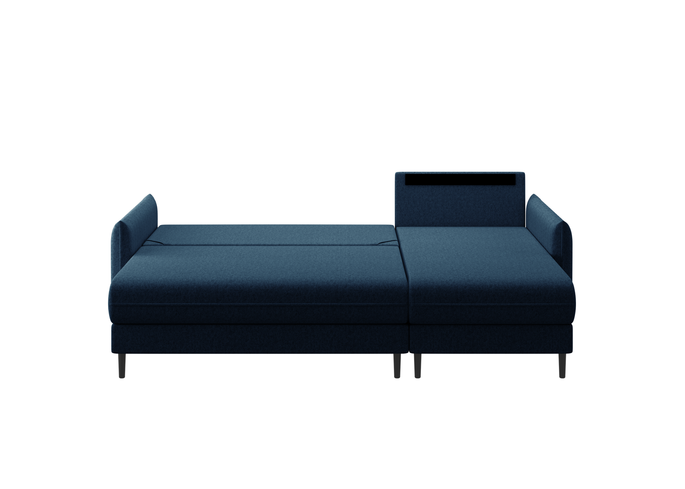 Ecksofa Bolivio L-Form - mit Schlaffunktion und Bettkasten, Bezug aus Veloursstoff.