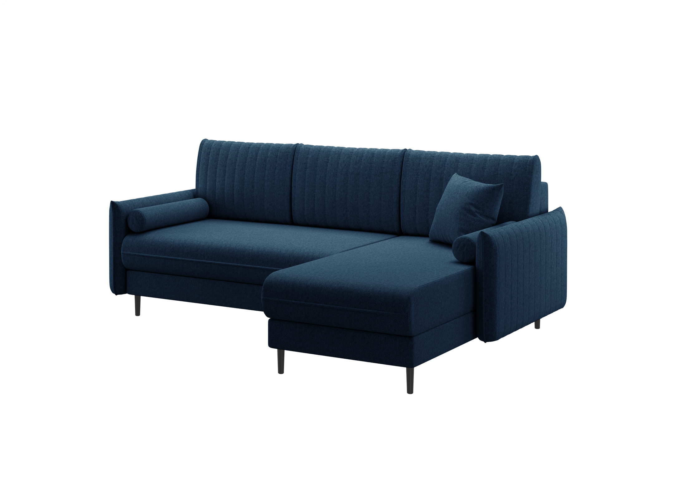Ecksofa Bolivio L-Form - mit Schlaffunktion und Bettkasten, Bezug aus Veloursstoff.