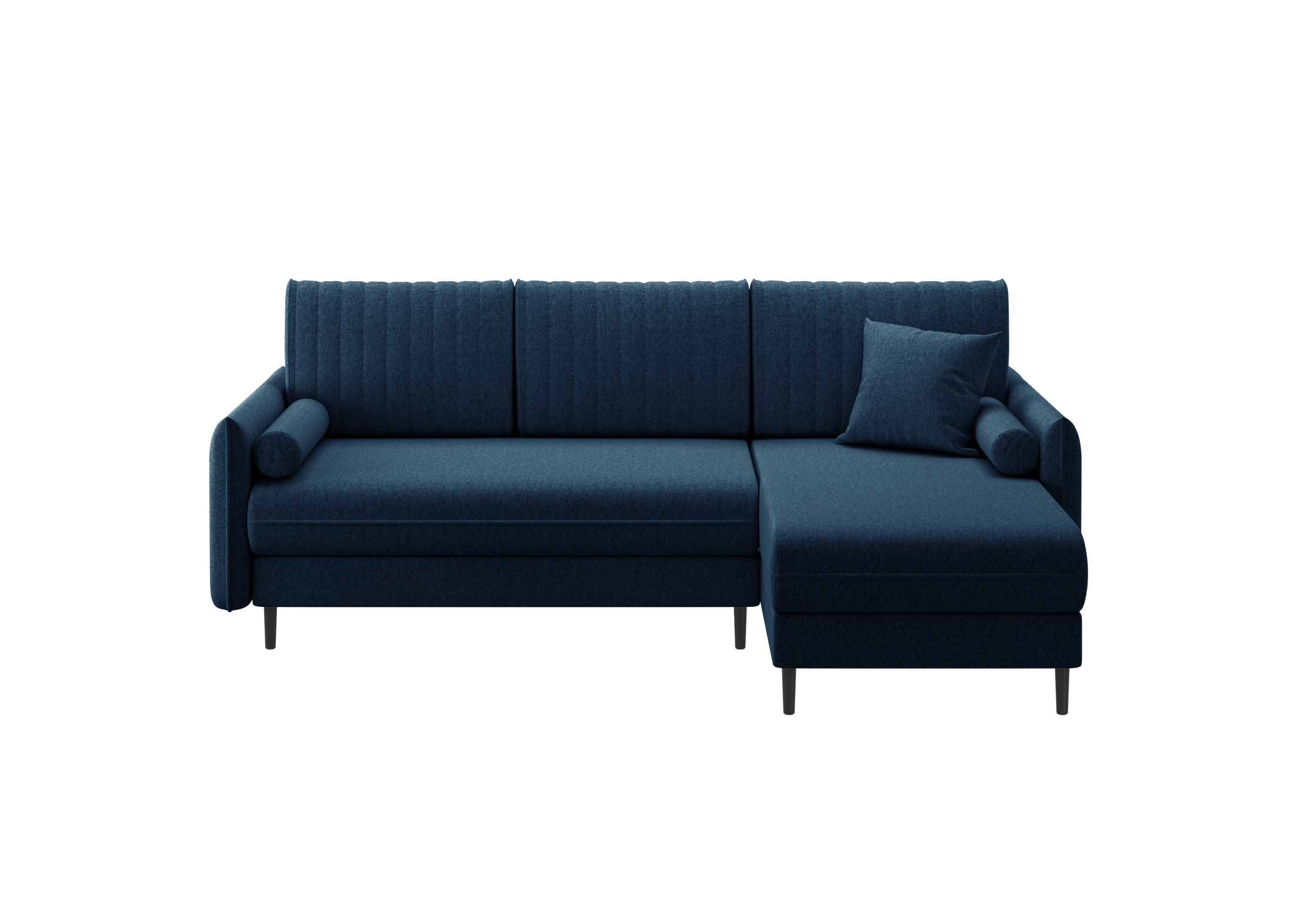 Ecksofa Bolivio L-Form - mit Schlaffunktion und Bettkasten, Bezug aus Veloursstoff.