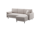 Ecksofa Bolivio L-Form - mit Schlaffunktion und Bettkasten, Bezug aus Veloursstoff.