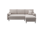 Ecksofa Bolivio L-Form - mit Schlaffunktion und Bettkasten, Bezug aus Veloursstoff.