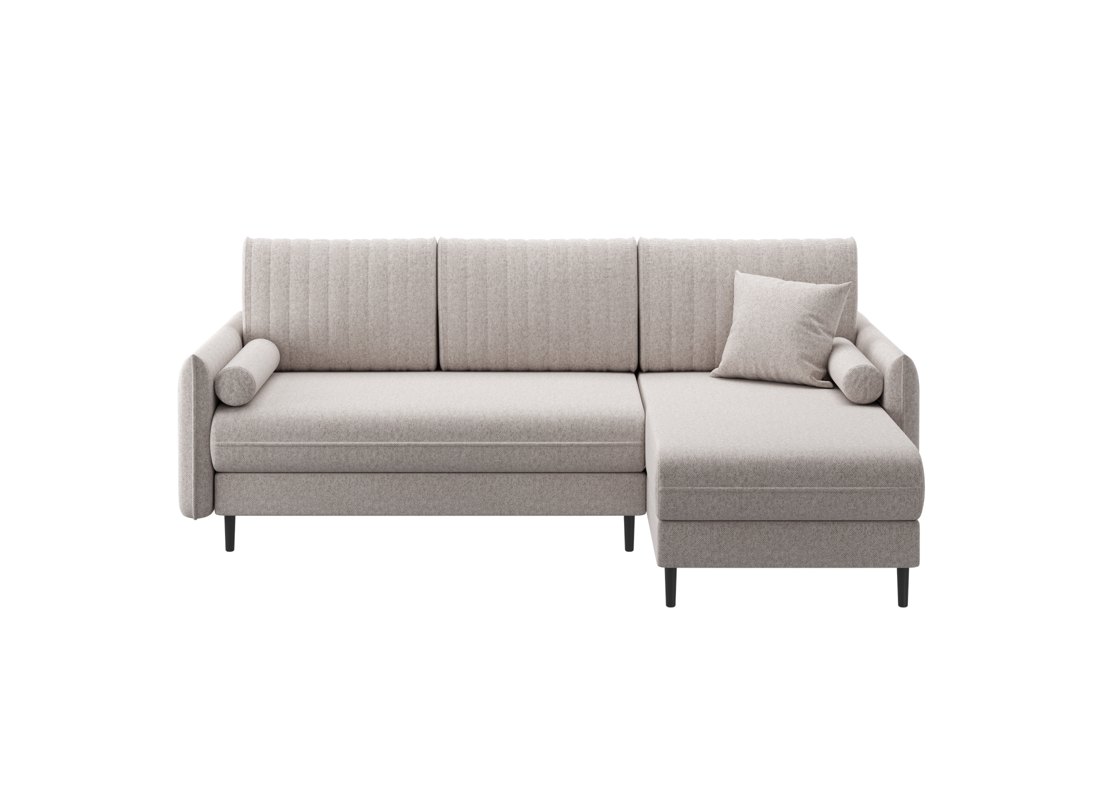 Ecksofa Bolivio L-Form - mit Schlaffunktion und Bettkasten, Bezug aus Veloursstoff.