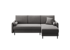 Ecksofa Bolivio L-Form - mit Schlaffunktion und Bettkasten, Bezug aus Veloursstoff.