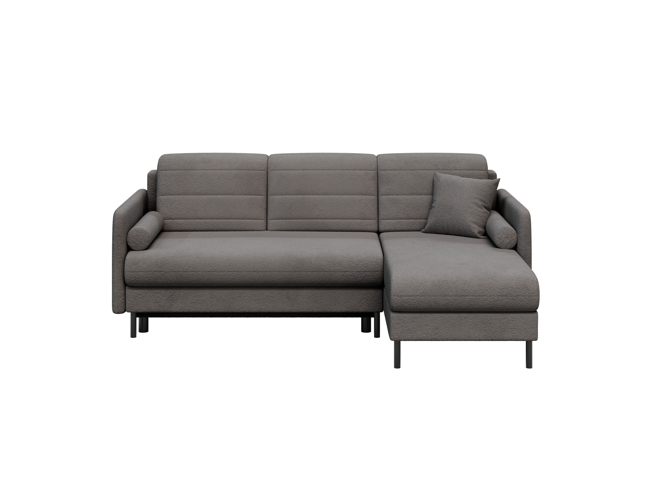 Bellari L-förmiges Ecksofa, universelle Seite mit Schlaffunktion und Bettkasten, Abriamo Bouclé-Stoff