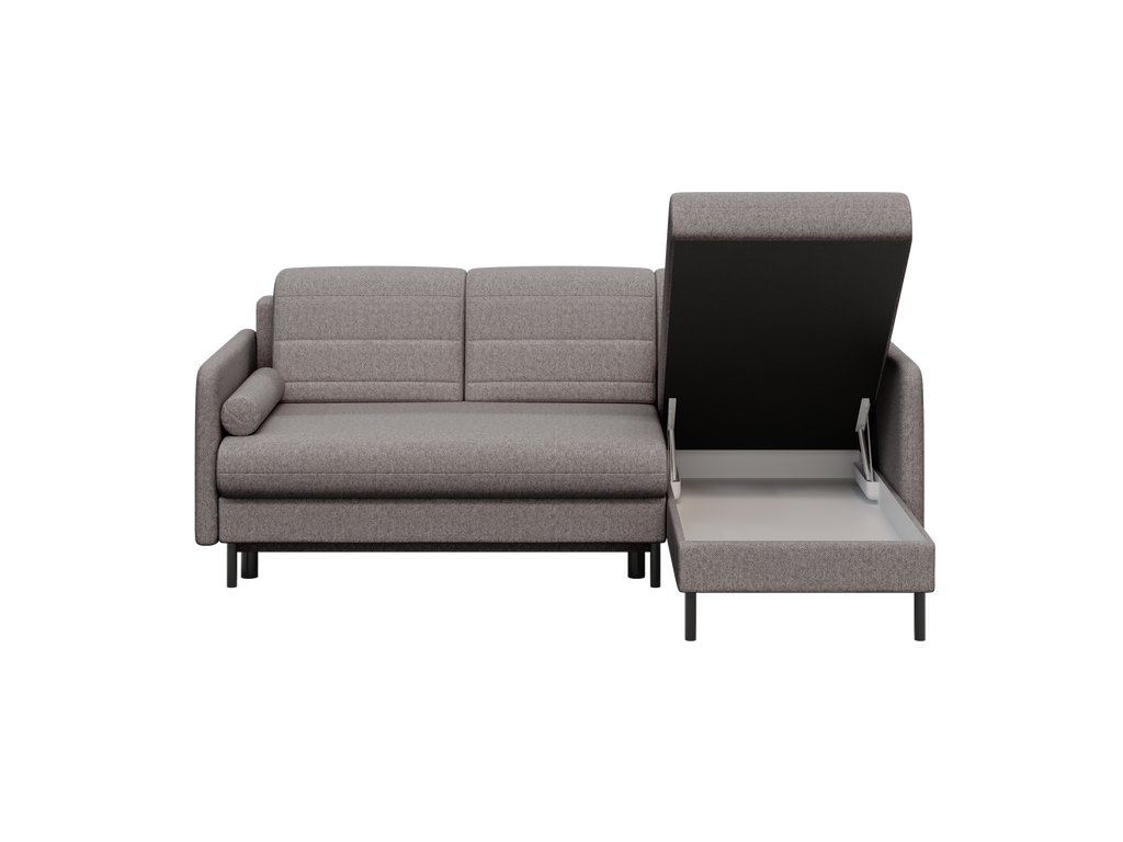 Bellari L-förmiges Ecksofa, universelle Seite mit Schlaffunktion und Bettkasten, Element-Samtbezug