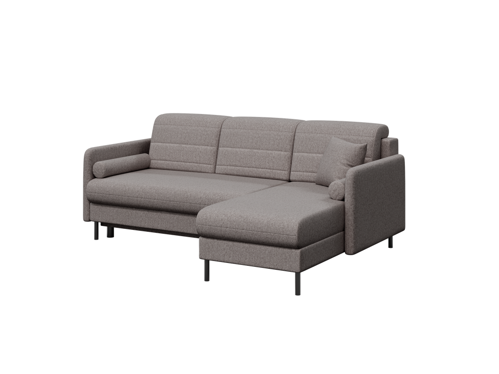 Bellari L-förmiges Ecksofa, universelle Seite mit Schlaffunktion und Bettkasten, Element-Samtbezug