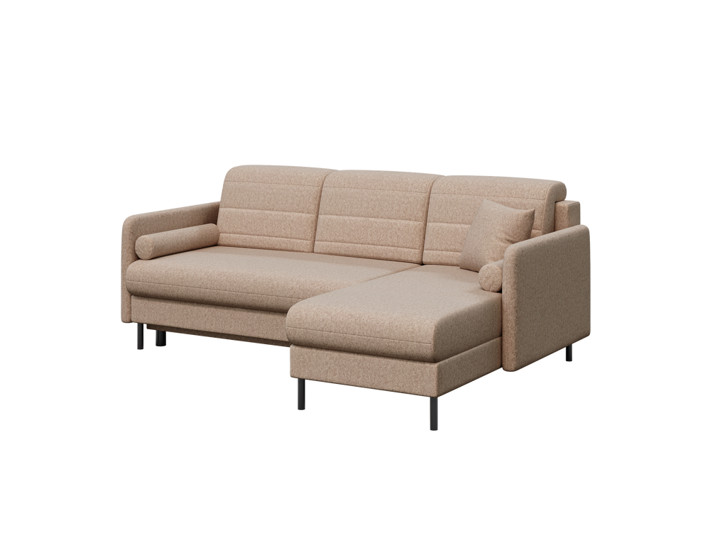 Bellari L-förmiges Ecksofa, universelle Seite mit Schlaffunktion und Bettkasten, Element-Samtbezug