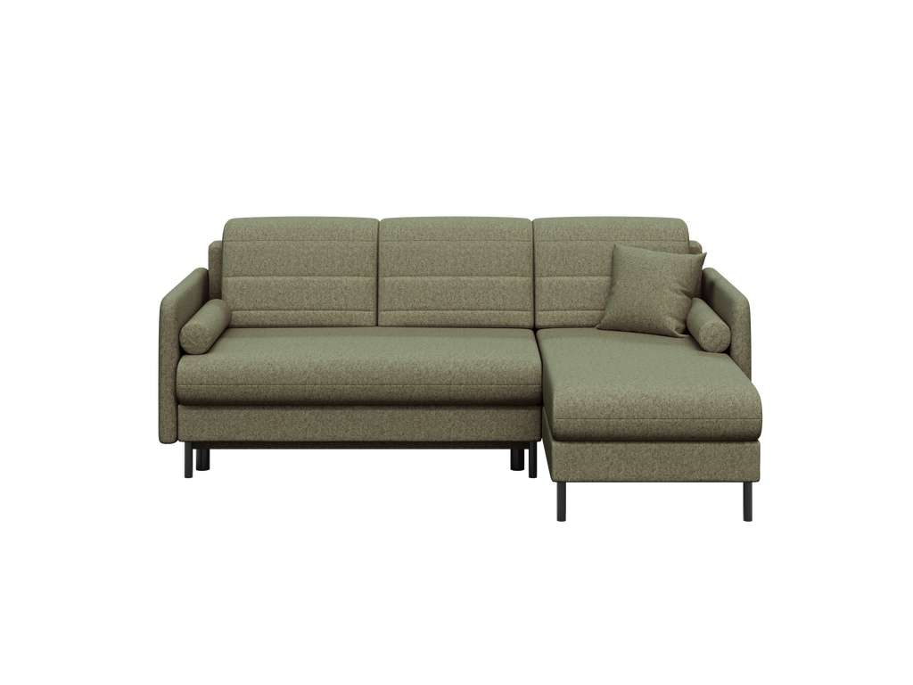 Bellari L-förmiges Ecksofa, universelle Seite mit Schlaffunktion und Bettkasten, Element-Samtbezug