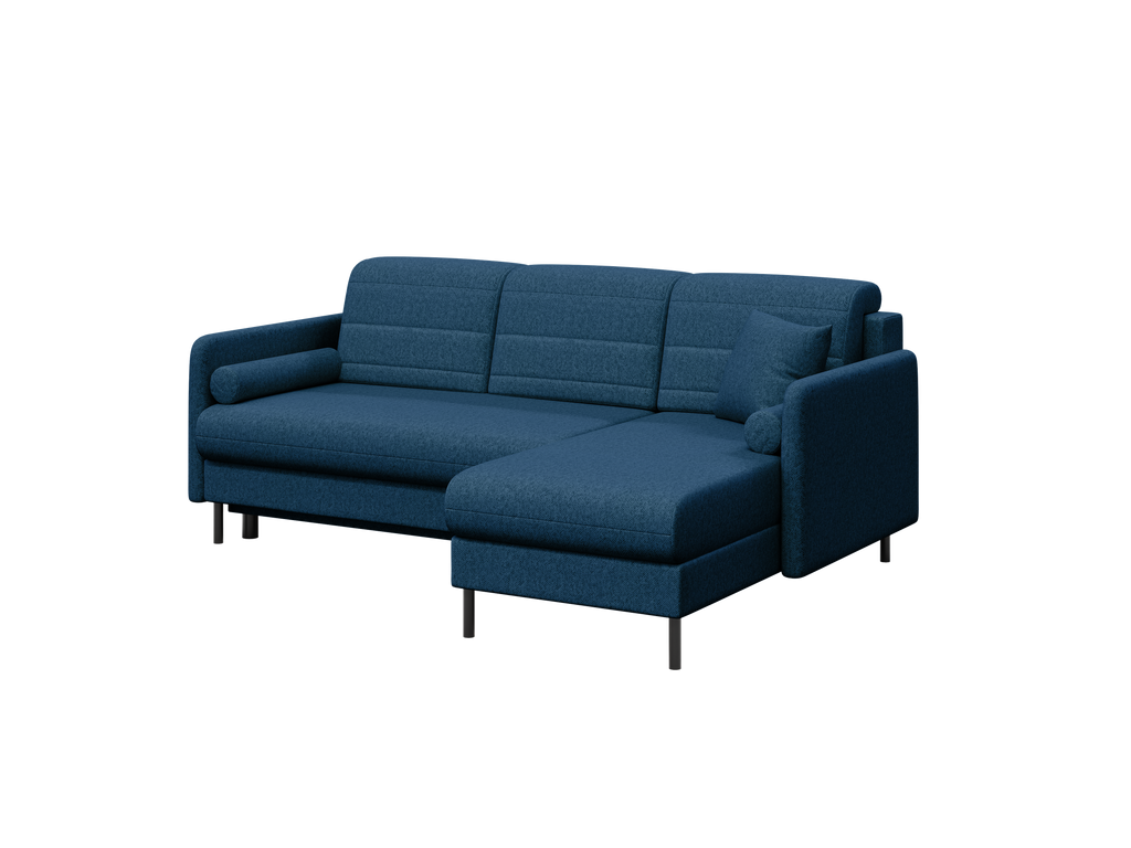 Bellari L-förmiges Ecksofa, universelle Seite mit Schlaffunktion und Bettkasten, Element-Samtbezug