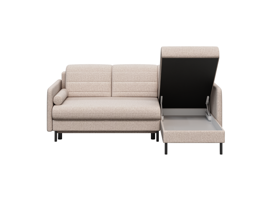 Bellari L-förmiges Ecksofa, universelle Seite mit Schlaffunktion und Bettkasten, Element-Samtbezug