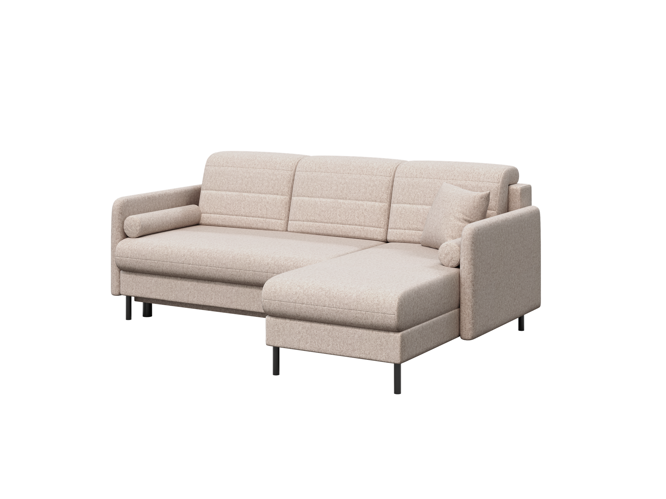 Bellari L-förmiges Ecksofa, universelle Seite mit Schlaffunktion und Bettkasten, Element-Samtbezug