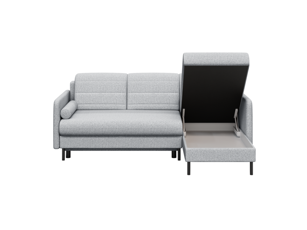 Bellari L-förmiges Ecksofa, universelle Seite mit Schlaffunktion und Bettkasten, Element-Samtbezug