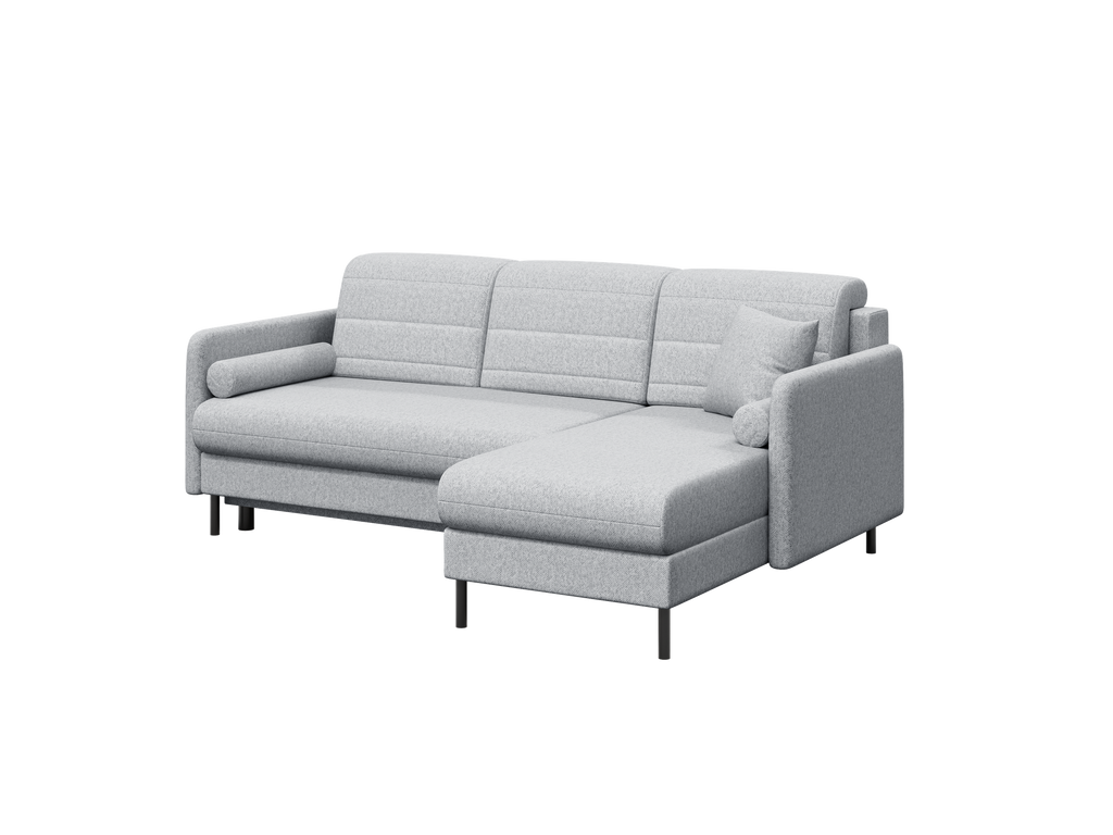 Bellari L-förmiges Ecksofa, universelle Seite mit Schlaffunktion und Bettkasten, Element-Samtbezug