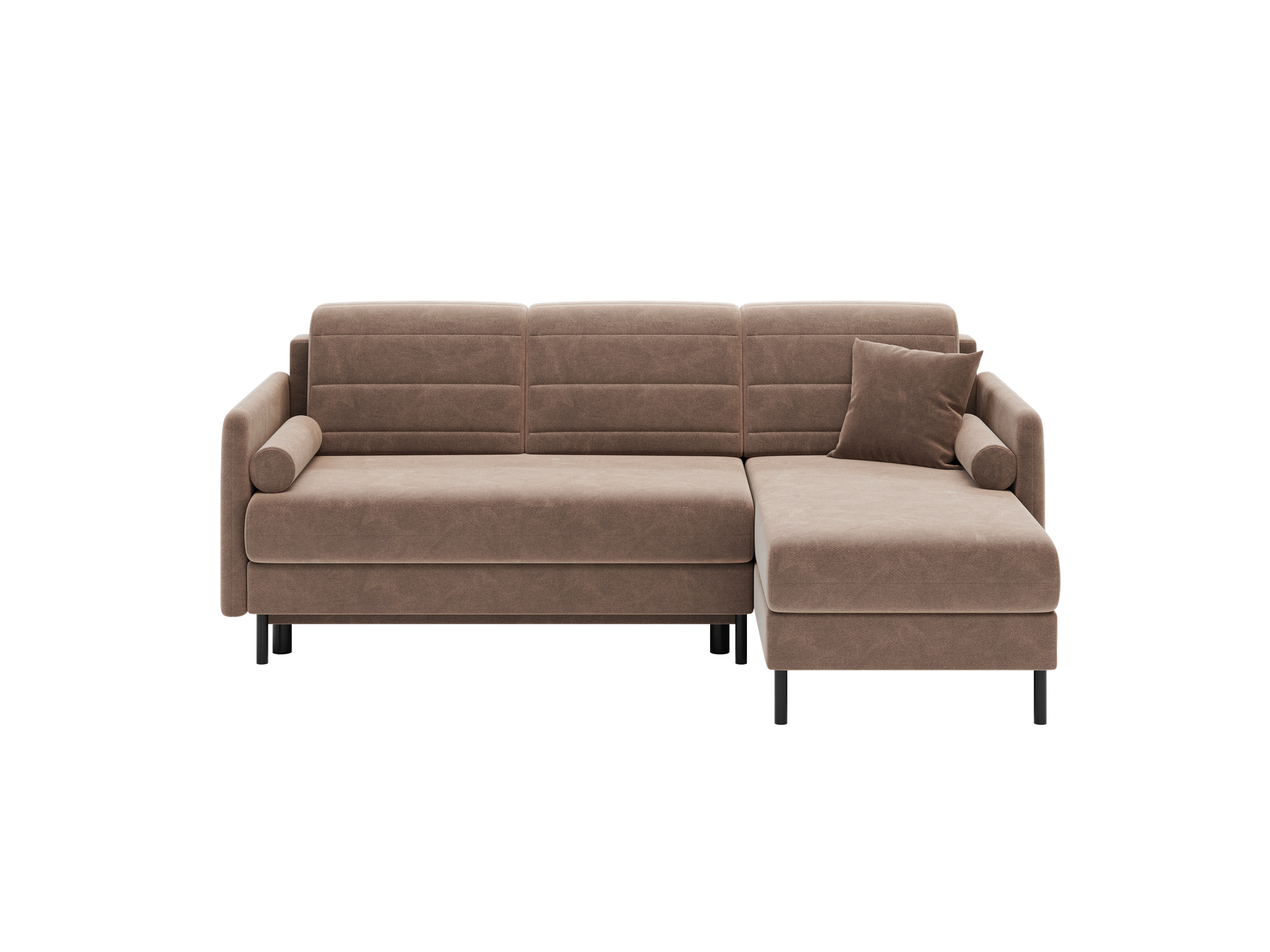 Bellari L-förmiges Ecksofa, universelle Seite mit Schlaffunktion und Bettkasten, Bezug aus Seal-Gewebe, Samt